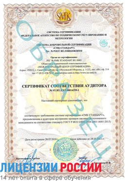 Образец сертификата соответствия аудитора №ST.RU.EXP.00014299-1 Гудермес Сертификат ISO 14001